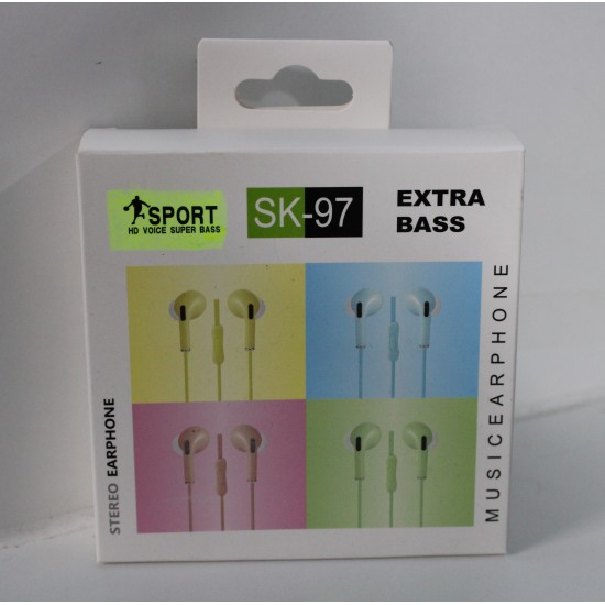 STEREO SK-97 EXTRA BASS EARPHONE AMARALO